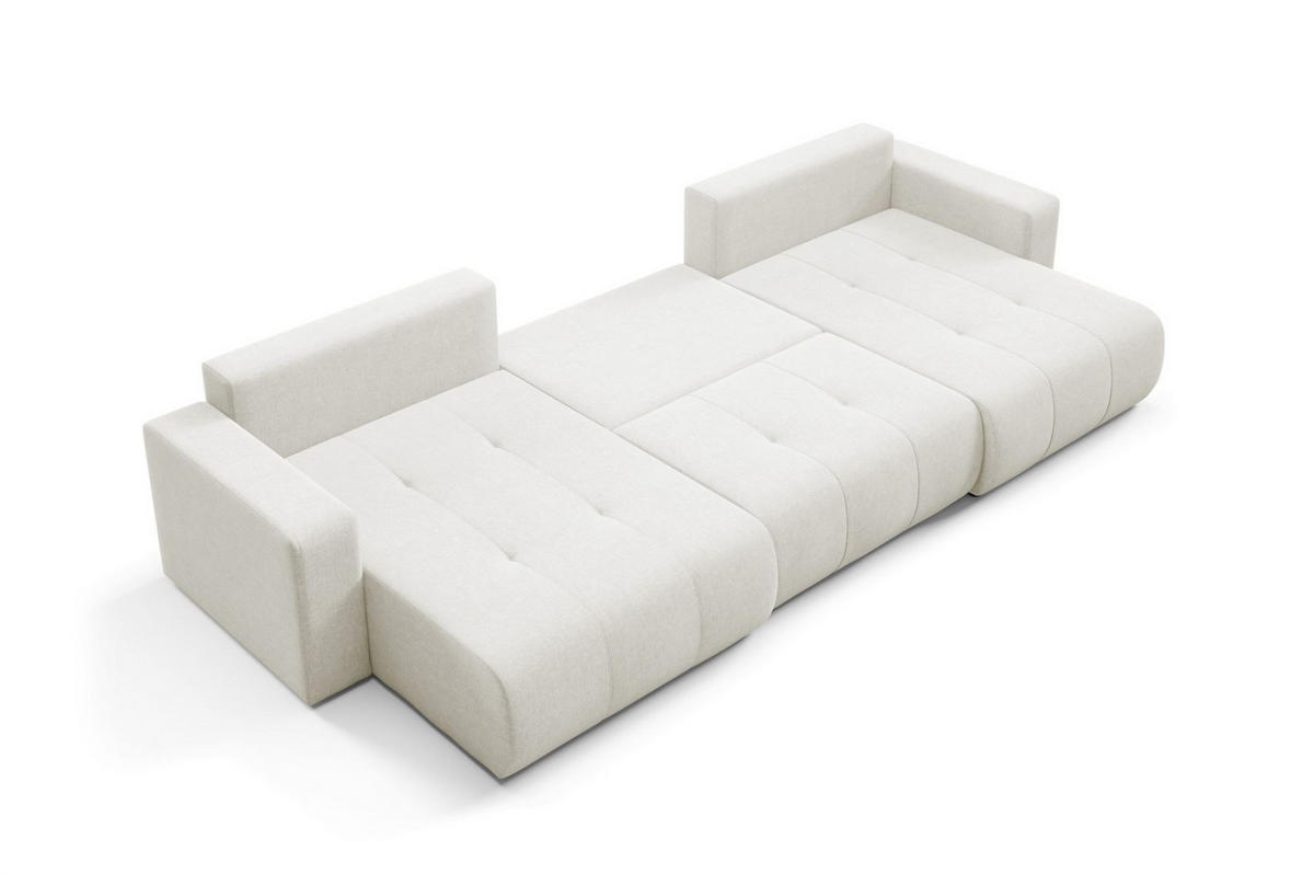 WOHNLANDSCHAFT Augusto - Creme, Holzwerkstoff/Textil (344/82/149cm) - Fun Möbel