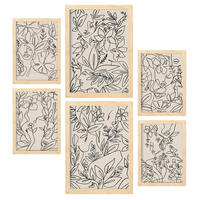 POSTER Set Mit 6 Ruffenrahmen 1 In Blume Zusammenfassung Ästhetische Dekorative Gemälde Für Ihr Wohnzimmer Zuhause A3 & A4 Rahmen Aus Hellem Holz - Beige, Papier (29/3cm) - Nacnic