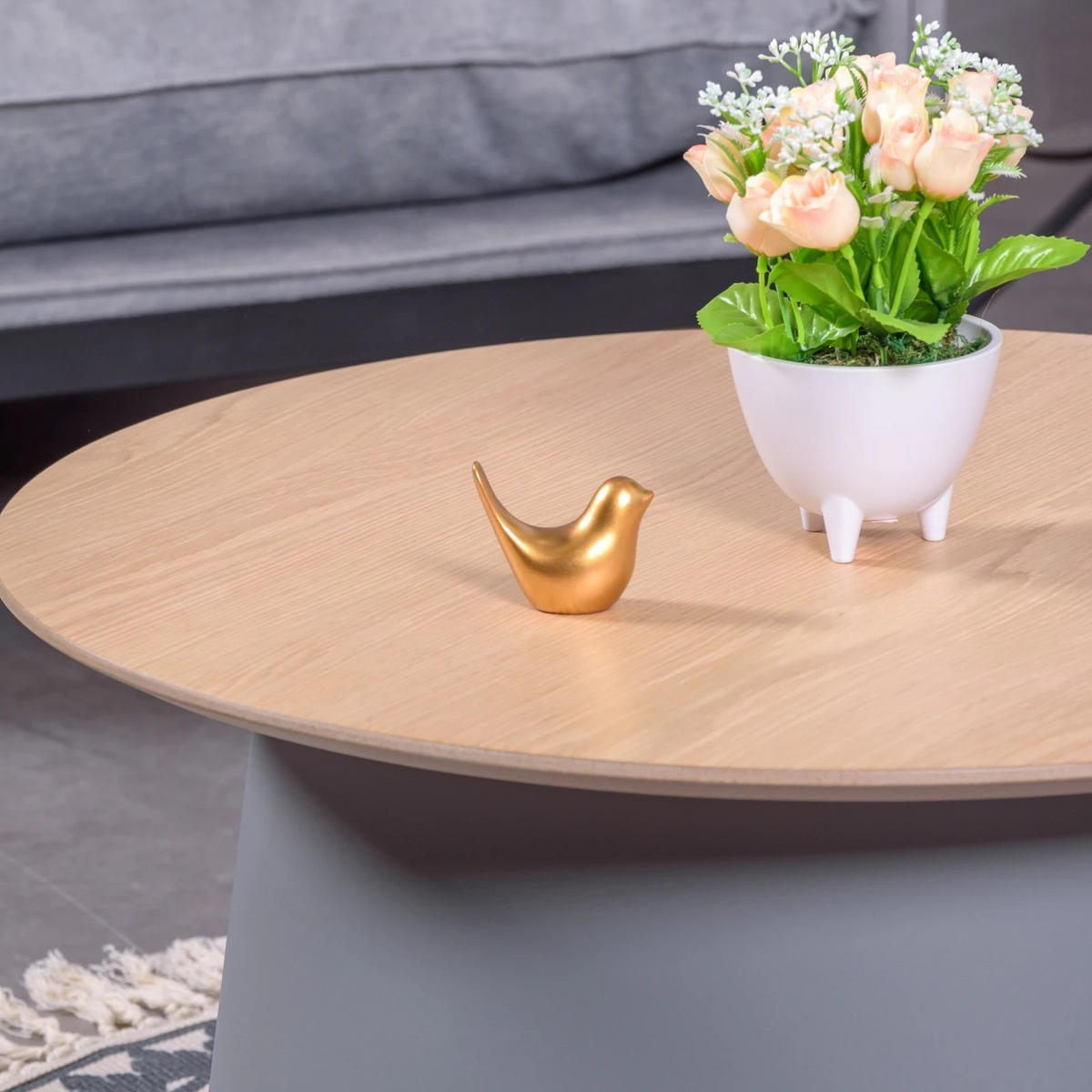 COUCHTISCH Rund Grau 69/69/34 cm - Grau, Holz (69/69/34cm) - Nest Dream