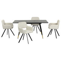 ESSZIMMER SET aus ausziehbarem Tisch und mit 4 drehbaren Stühlen - Beige/Schwarz, Holzwerkstoff/Metall (80/75/160cm) - Urban Meuble