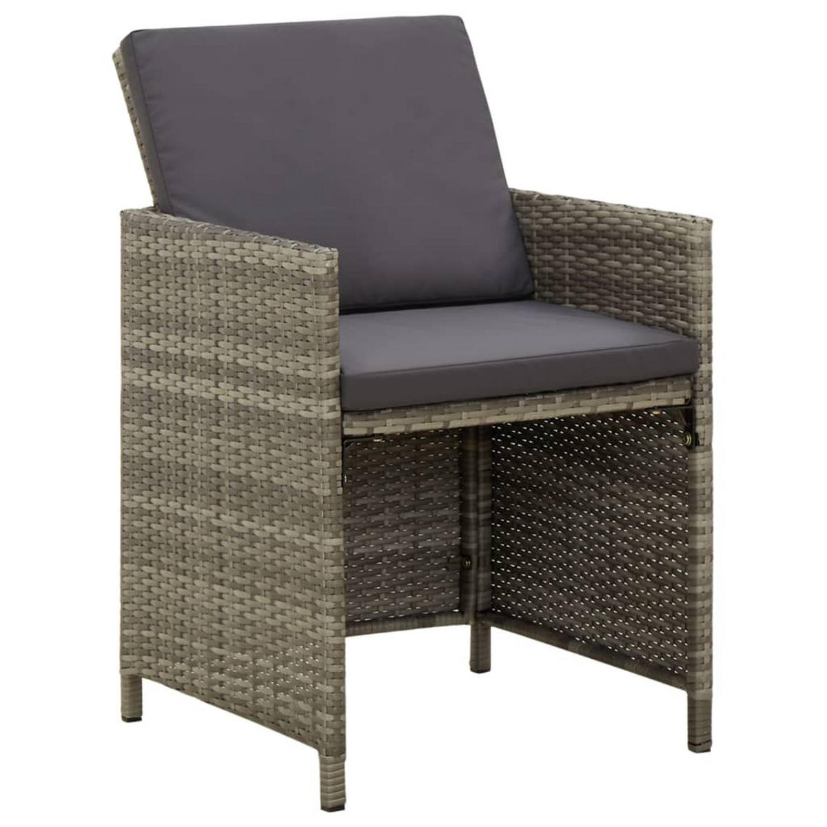 GARTENSTÜHLE mit Kissen 4 Stk. Poly Rattan Grau - Grau, Kunststoff (52/85/52cm) - furnicato