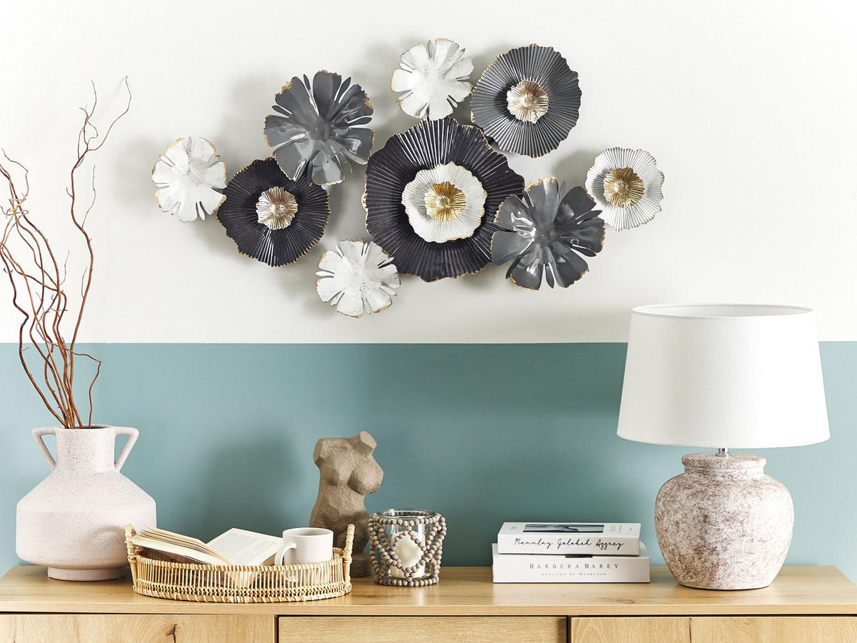 WANDDEKORATION Metall grau Potassium - Grau, Metall (90/49/6cm) - Beliani