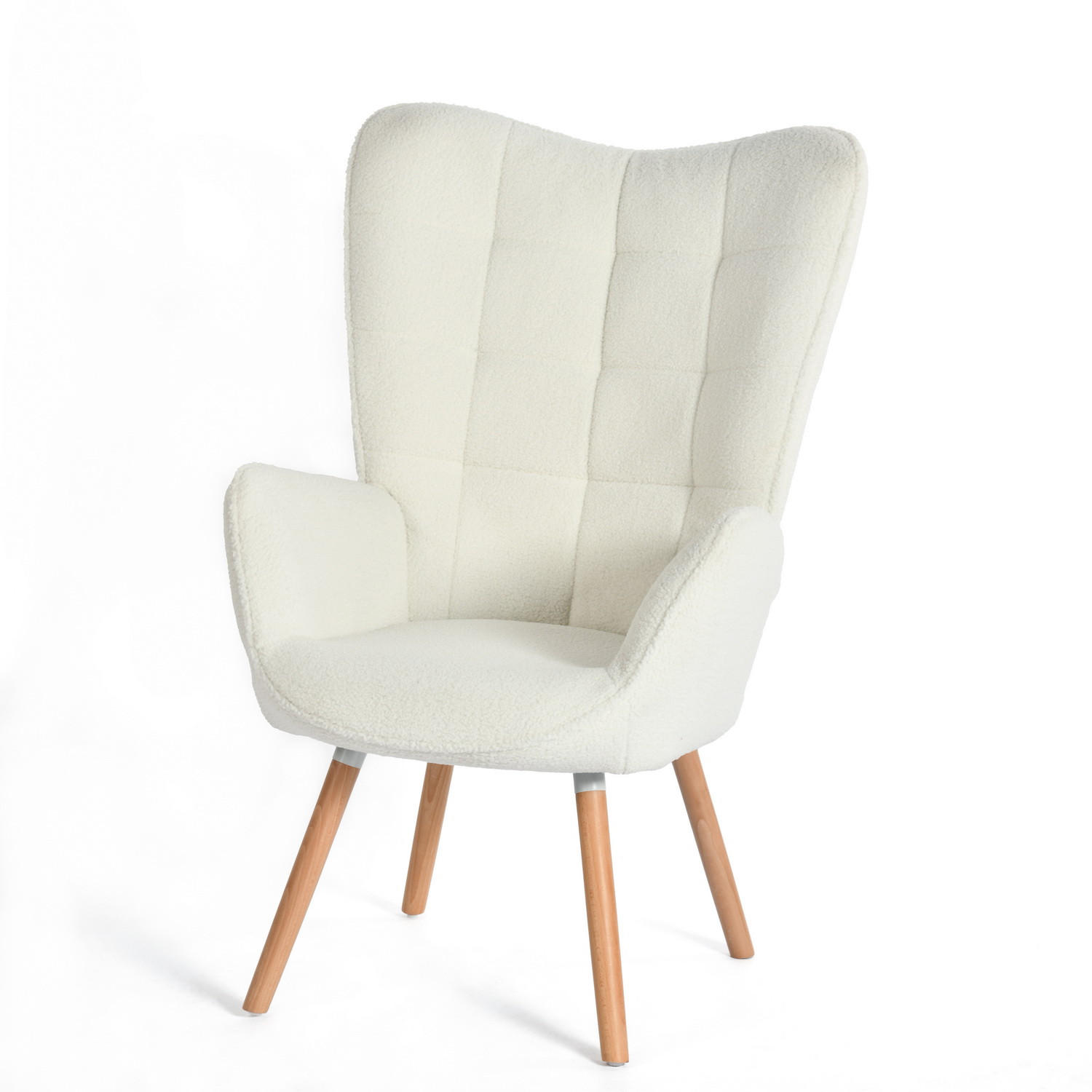 OHRENSESSEL Beine aus Massivholz Bezug aus Schlingenstoff - Beige, Holz/Textil (69/104/74cm) - Meubles Cosy