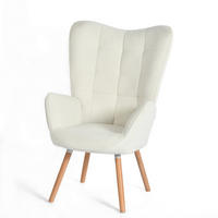 OHRENSESSEL Beine aus Massivholz Bezug aus Schlingenstoff - Beige, Holz/Textil (69/104/74cm) - Meubles Cosy