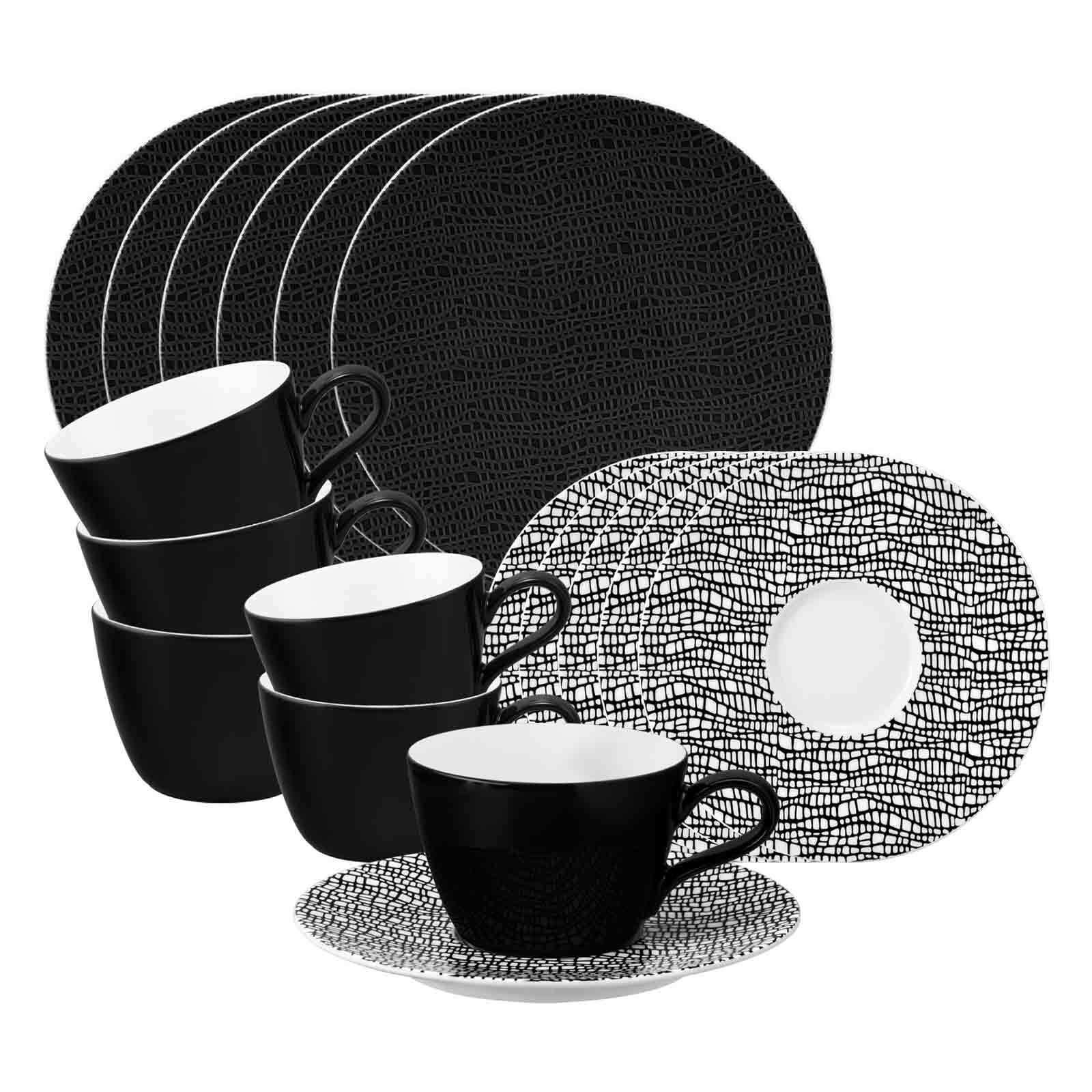 KAFFEESERVICE Life Fashion Glamorous Black 18er Set - Schwarz, Keramik (1/1/1cm) - Seltmann Weiden
