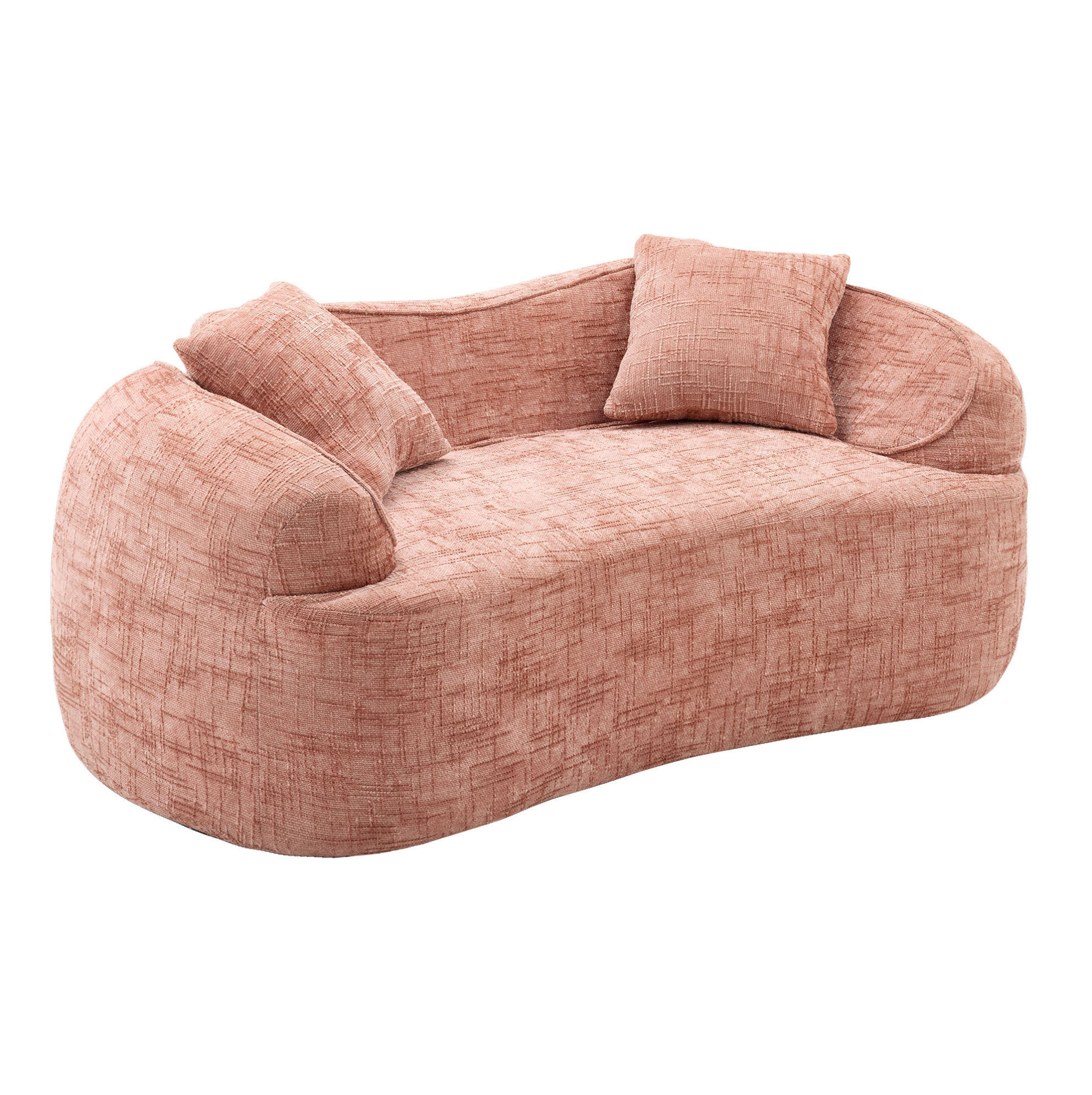 SOFA 2-Sitzer gebogen in Rosa mit ergonomischer Schaumstoffpolsterung und 2 Kissen 170/87/70 cm - Rosa, Kunststoff (170/70/87cm) - OKWISH