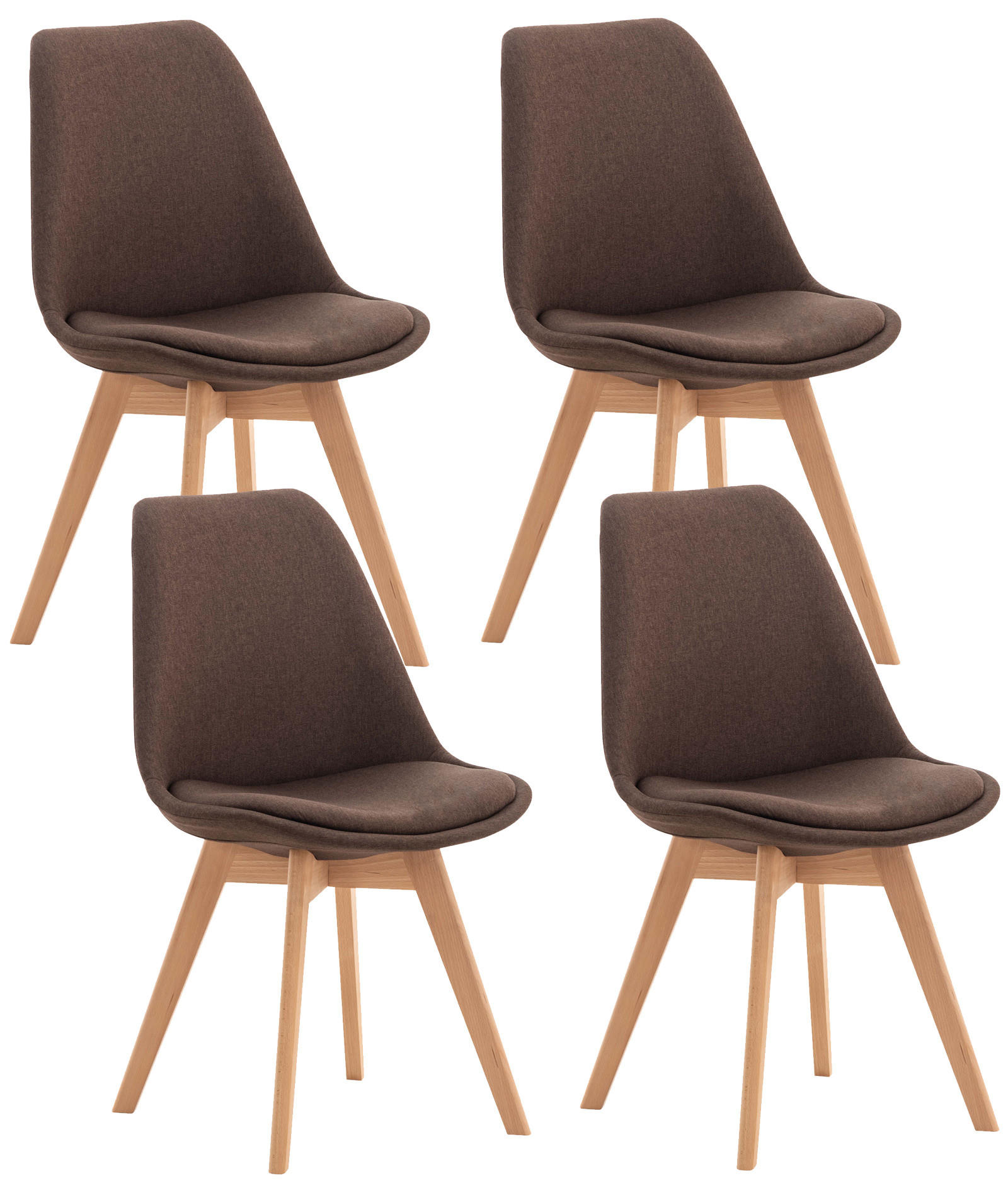 STUHL 4er Set Stoff braun - Eukalyptusholzfarben/Braun, Holz/Textil (49/83/50cm) - CLP