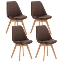 STUHL 4er Set Stoff braun - Eukalyptusholzfarben/Braun, Holz/Textil (49/83/50cm) - CLP