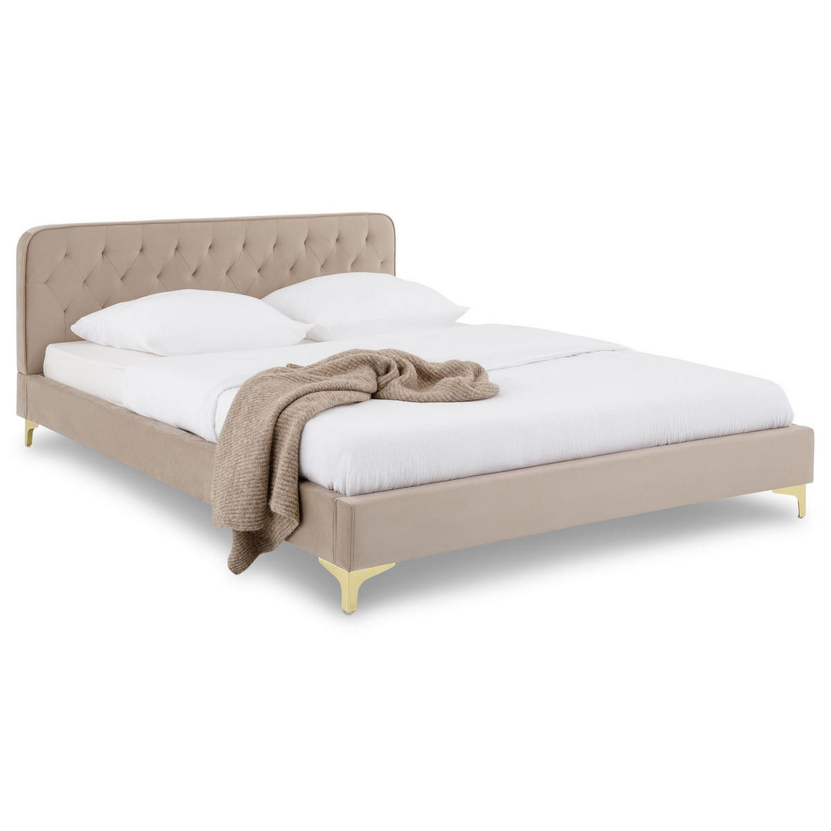 POLSTERBETT GLAMOUR 140x200 cm beige - Beige, Textil (140/200cm) - CARO-Möbel
