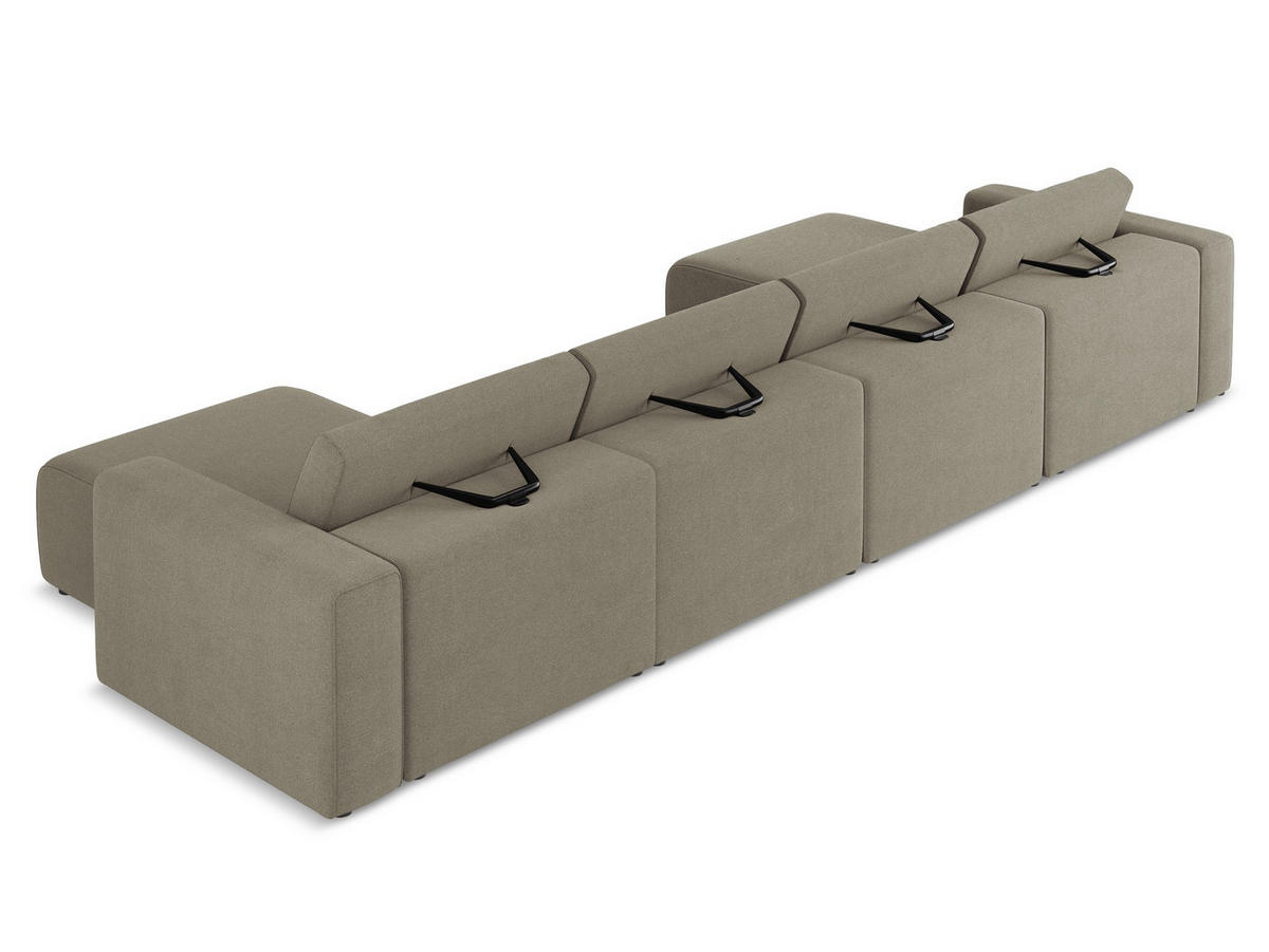 WOHNLANDSCHAFT Strukturstoff Stoff Beige - Beige/Schwarz, Kunststoff/Textil (404/80/167cm) - Makamii