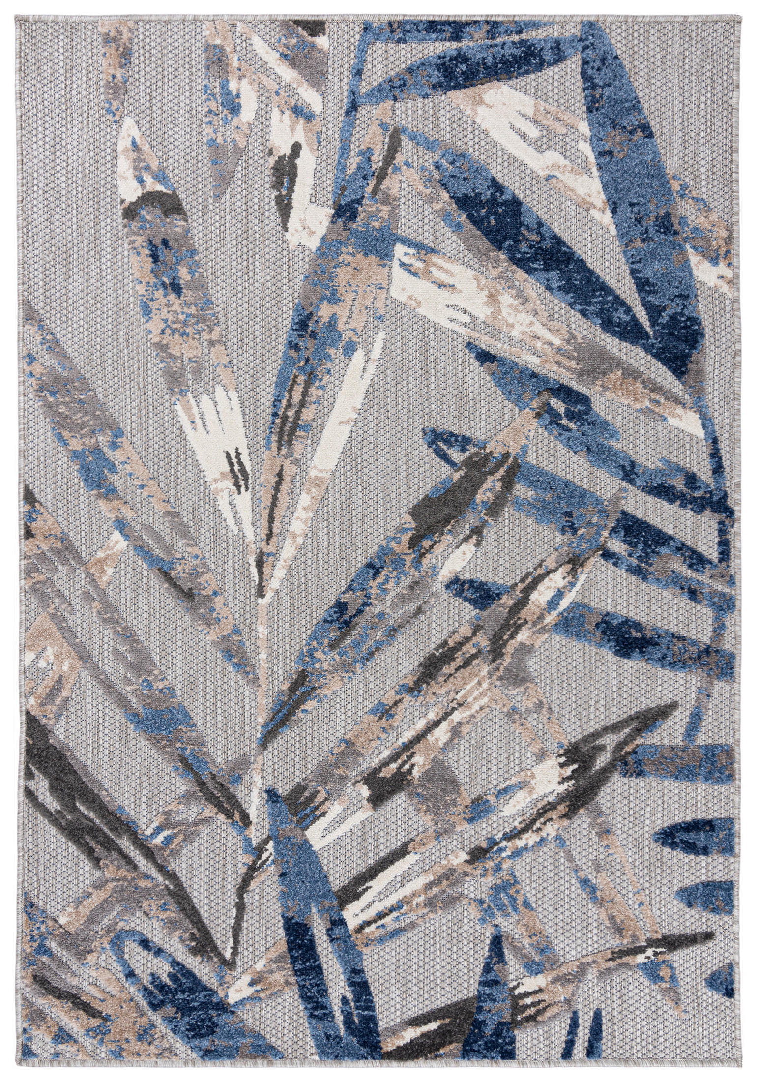 TEPPICH Outdoor Blue Pflanzlich Kurzflor Rechteckig Grey - 80x150 cm - Dunkelgrau, Textil (80/150cm) - Mazovia
