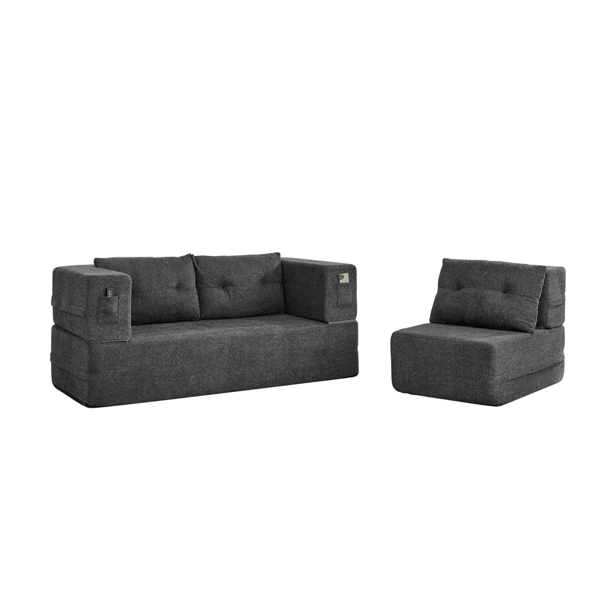 Meubliv Schlafsofa Dunkelgrau 194x39x199 cm