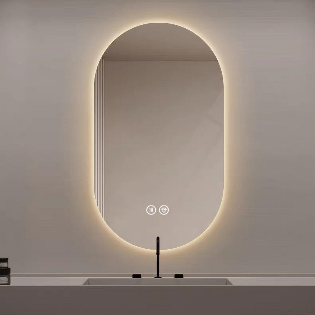 LED Badezimmerspiegel 60x90x3cm Silber, 3 Lichtfarben dimmbar mit Entspiegelung - Silberfarben, Glas (60/90/3cm) - Modfu
