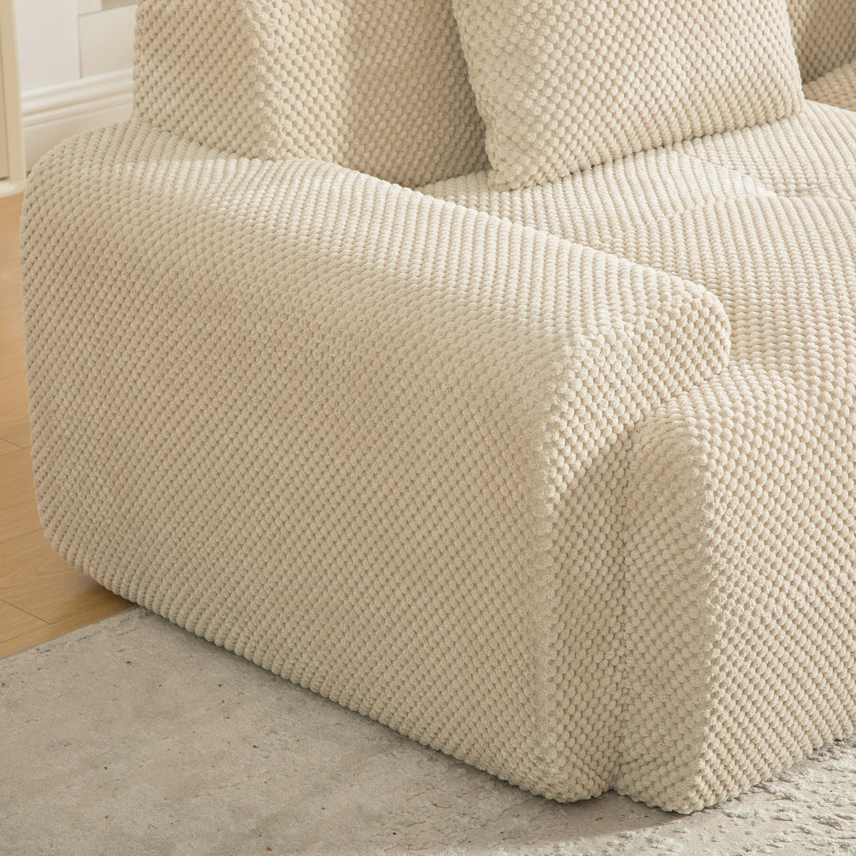 2-SITZER SOFA Chenille Light Khaki mit Kissen - Hellbraun, Textil (190/75/89cm) - WISHDOR