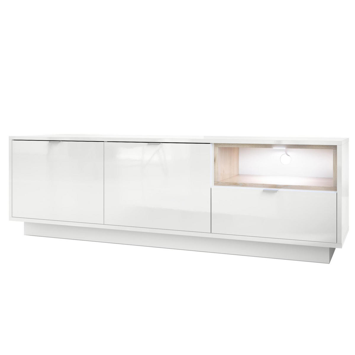 LOWBOARD Metro Einsatz in Eiche Nordic - Silbereichenfarben, Holzwerkstoff (153/48/38cm) - Vladon