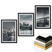 WANDBILDER 3er-Set - 40x60 cm Schwarzer Rahmen - Brücken, Stadtarchitektur, Grau - Schwarz, Kunststoff (40/60cm) - ArtPrintCave