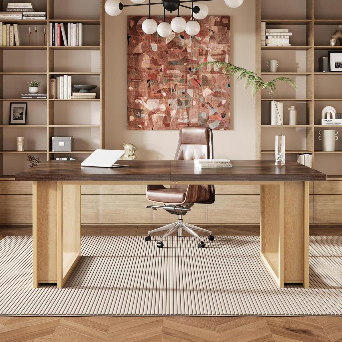 SCHREIBTISCH 160 cm mit Kufengestell Holzoptik Braun - Braun, Holzwerkstoff (80/160/75cm)