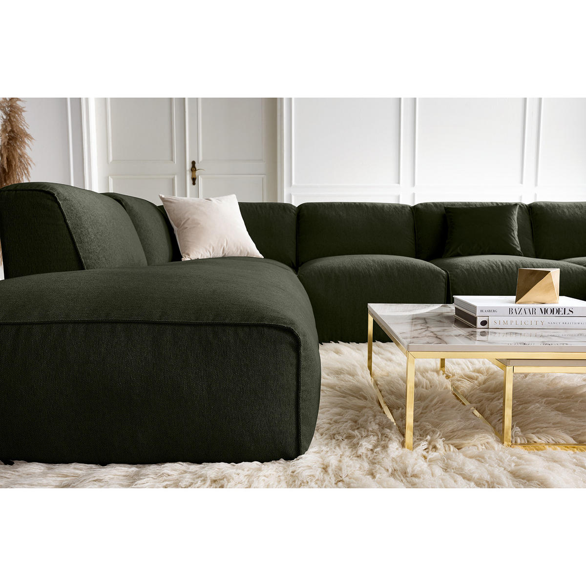 WOHNLANDSCHAFT mit Longchair - Schwarz/Grau, Kunststoff/Textil (325/71/235cm) - home24