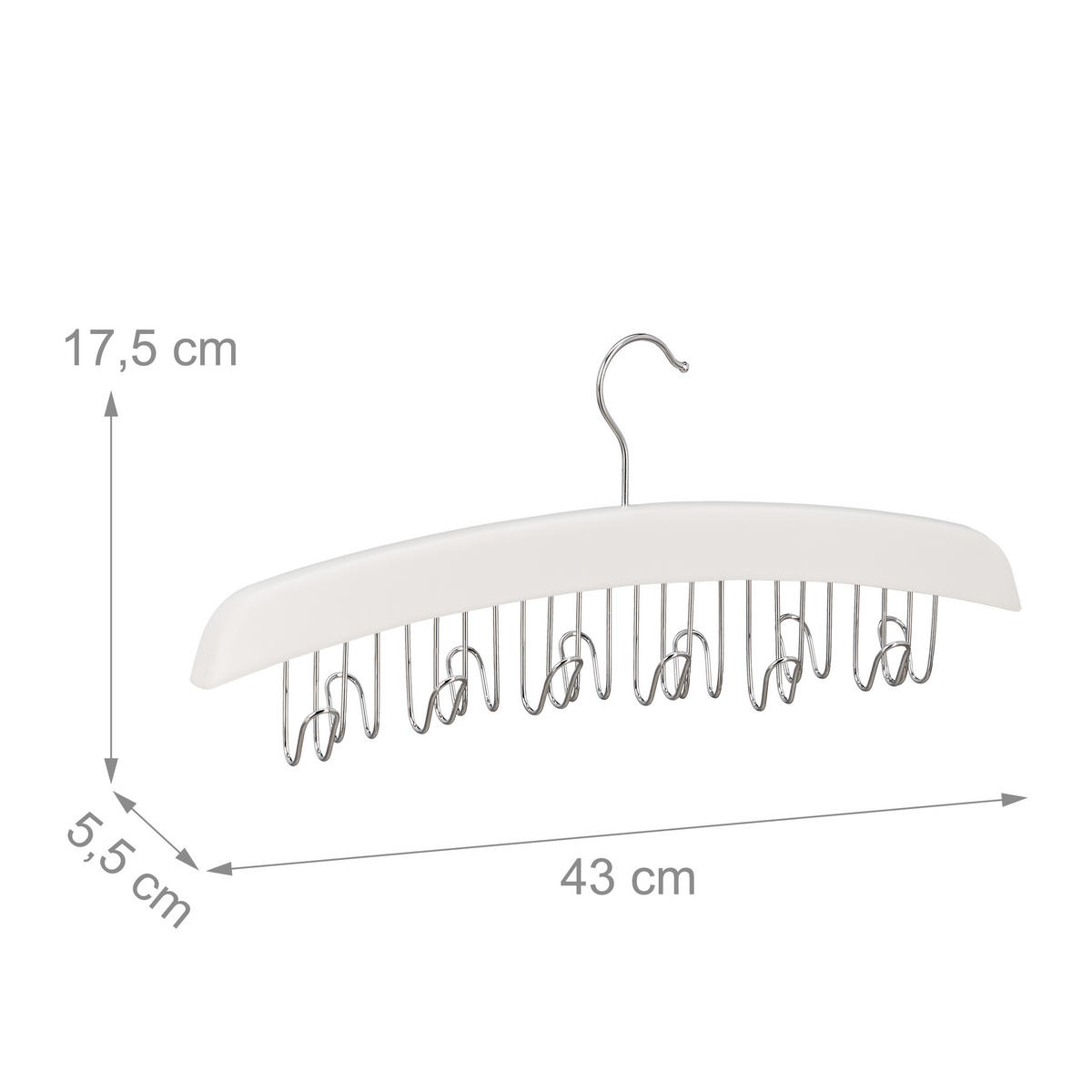 DRŽIAK pásu - biela, kov/drevo (43/17.5/5.5cm) - Relaxdays