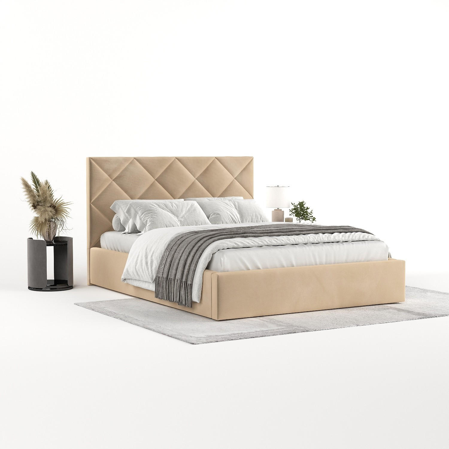 POLSTERBETT Torno 160/200 cm Beige im Kronos Stoff - Beige/Schwarz, Holz/Holzwerkstoff (160/200cm) - AltaBeds