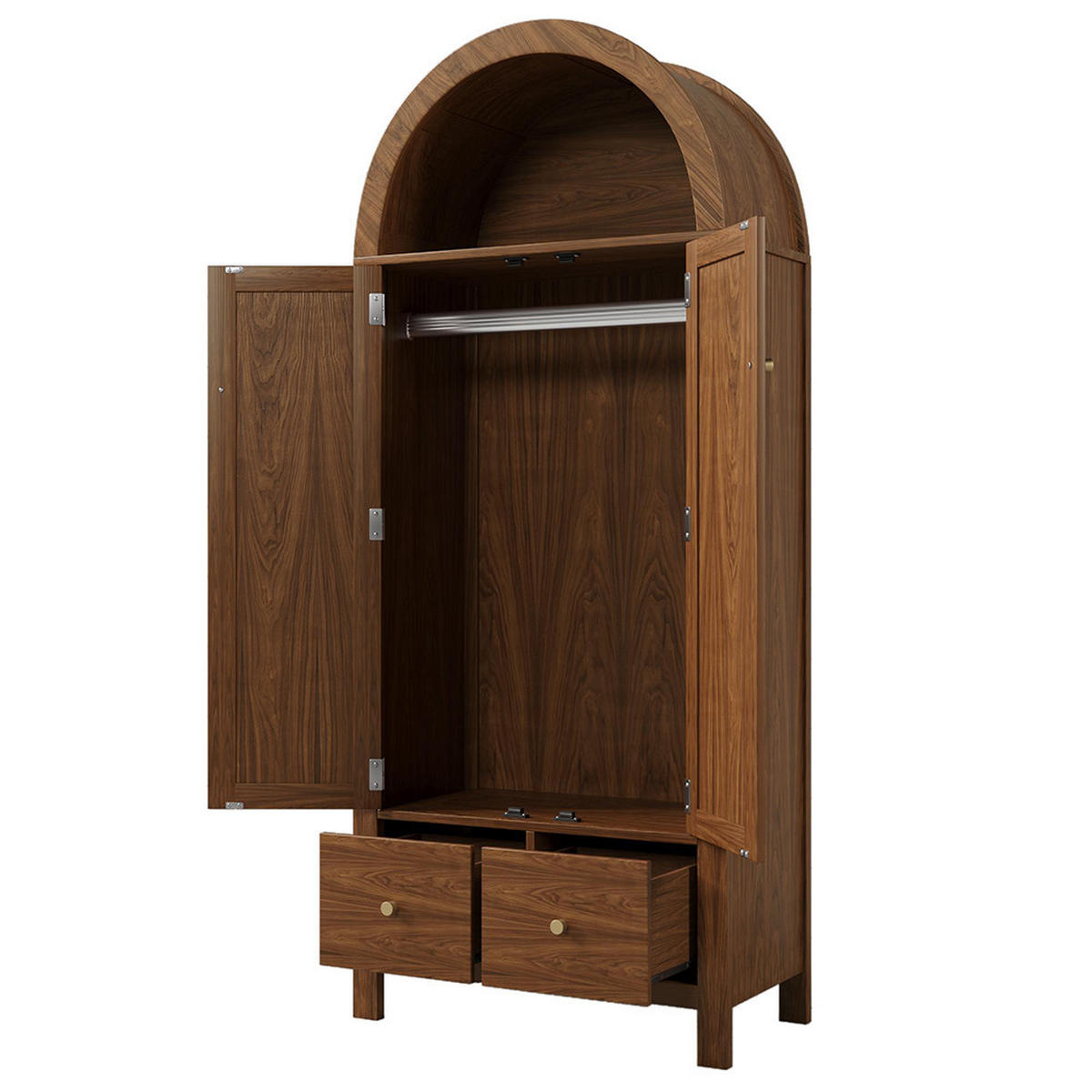 KLEIDERSCHRANK 181x78x45 cm mit Rattan-Flechten in Walnuss - Walnussfarben, Holz (78/181/45cm) - KOMHTOM