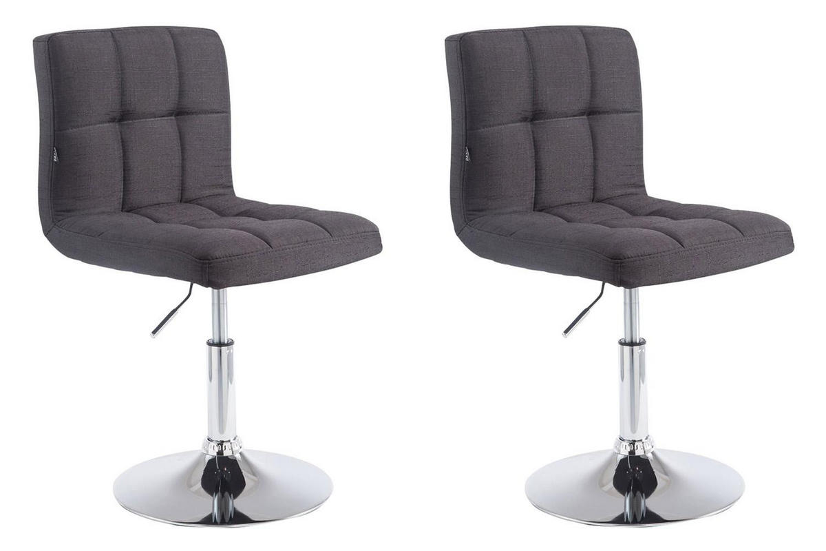 DREHSTUHL 2er Set Stoff schwarz - Chromfarben/Schwarz, Textil/Metall (44/74/49cm) - CLP