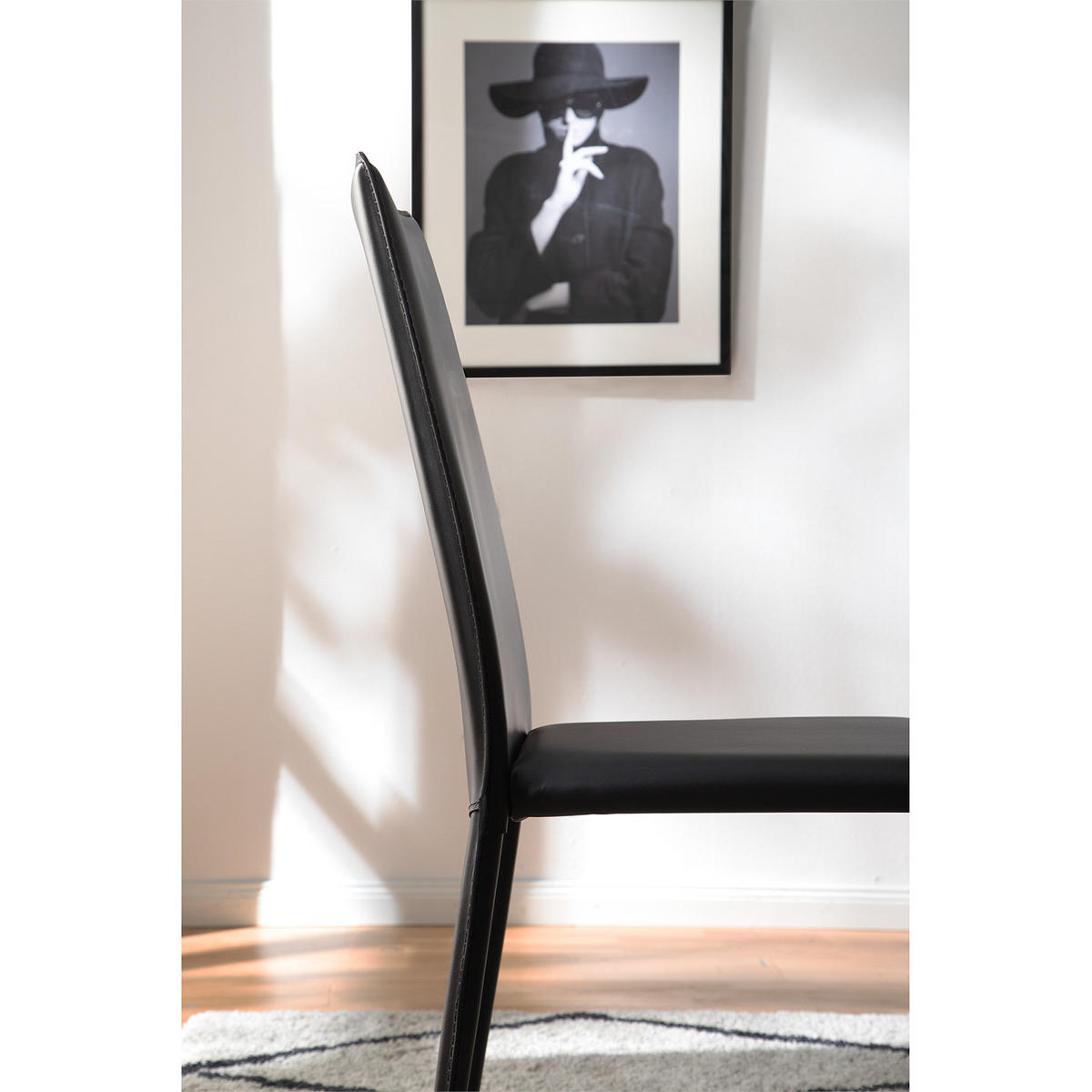 ESSZIMMERSTUHL - Recyceltes Leder / Eisen, 2er-Set - Schwarz, Leder (46/97/56cm) - home24