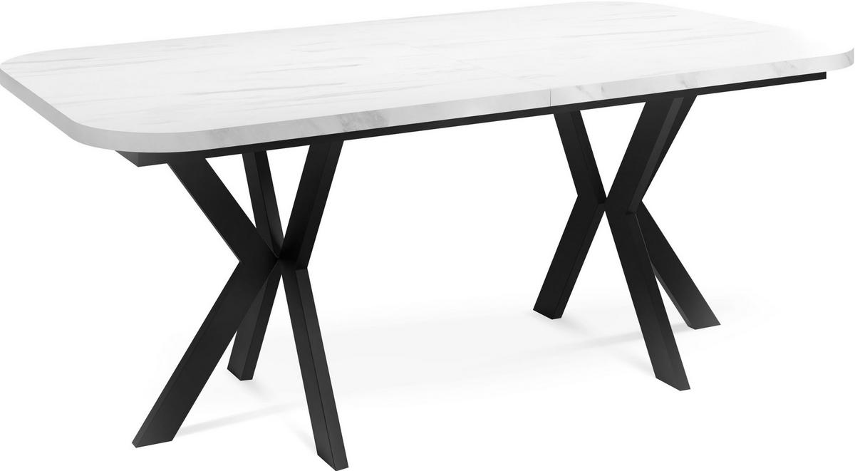 ESSTISCH Olivia ausziehbar rechteckig, Marmor Weiß 200-280/100/76 - Ecru/Schwarz, Holzwerkstoff/Metall (200/100/76cm) - WFL GROUP