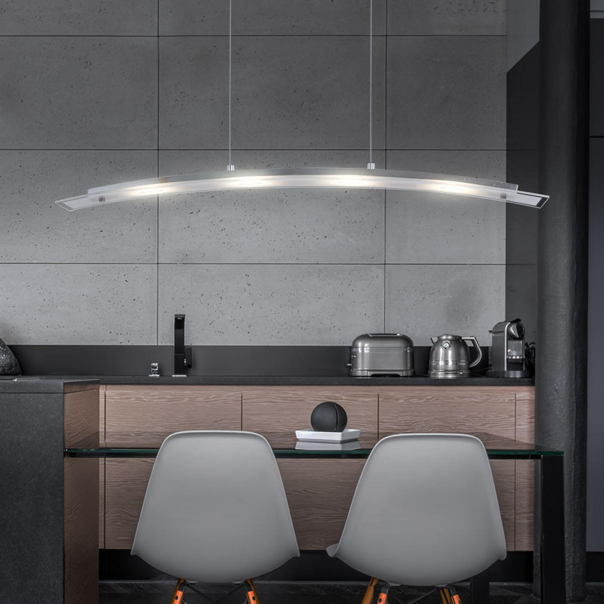 LED HÄNGELEUCHTE Glasplatte Weiß - Weiß, Glas (86/9/120cm) - Globo Lighting