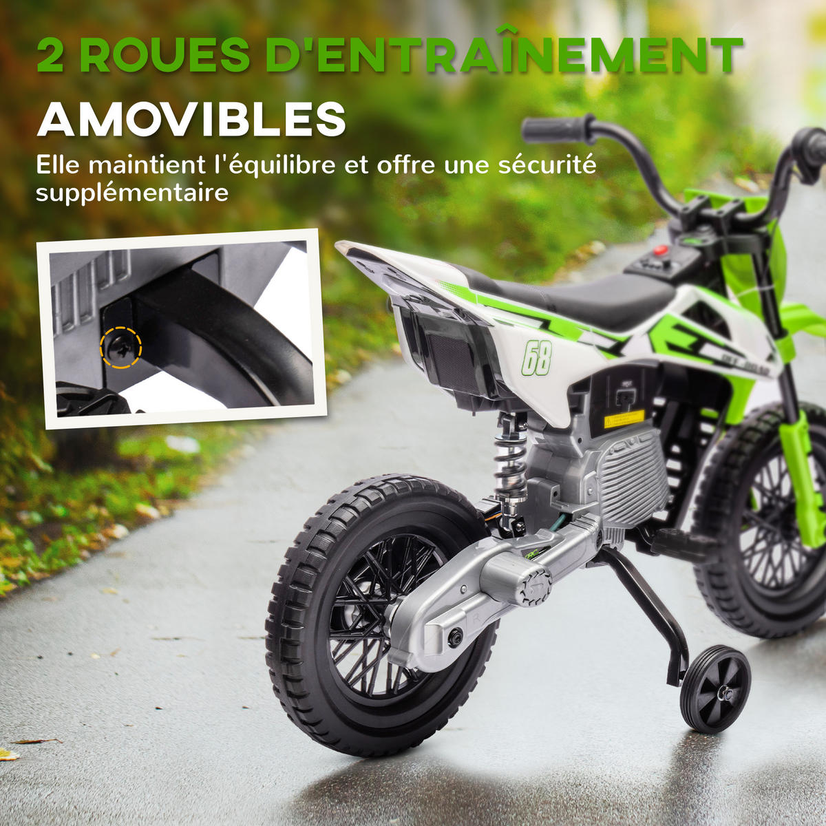 ELEKTRO-MOTORRAD DE-13098 2 Motoren Grün - Grün, Kunststoff (107/56/70cm) - ComfortXL