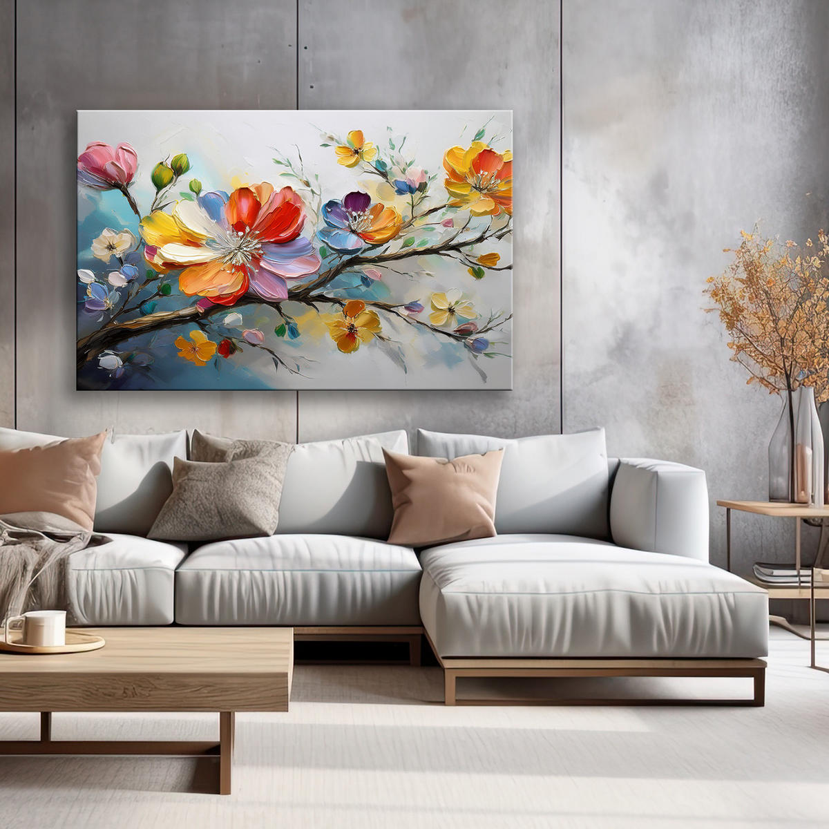 WANDBILD bunte blumen abstraktion - Multicolor, Textil (60/40cm) - Feeby