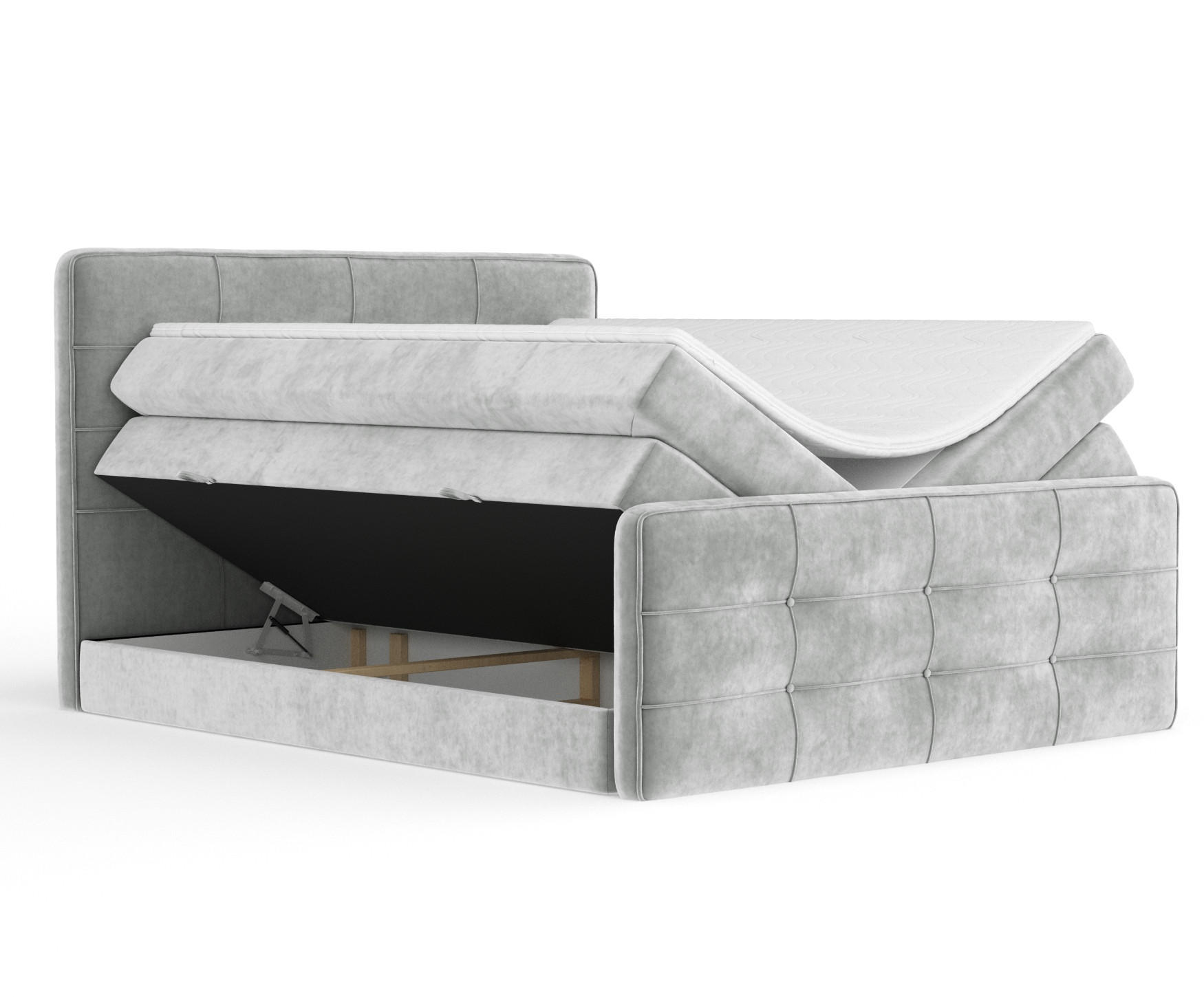BOXSPRINGBETT Semplice Hellgrau 160/200 cm - Hellgrau/Schwarz, Holz/Holzwerkstoff (160/200cm) - Maison de Reve