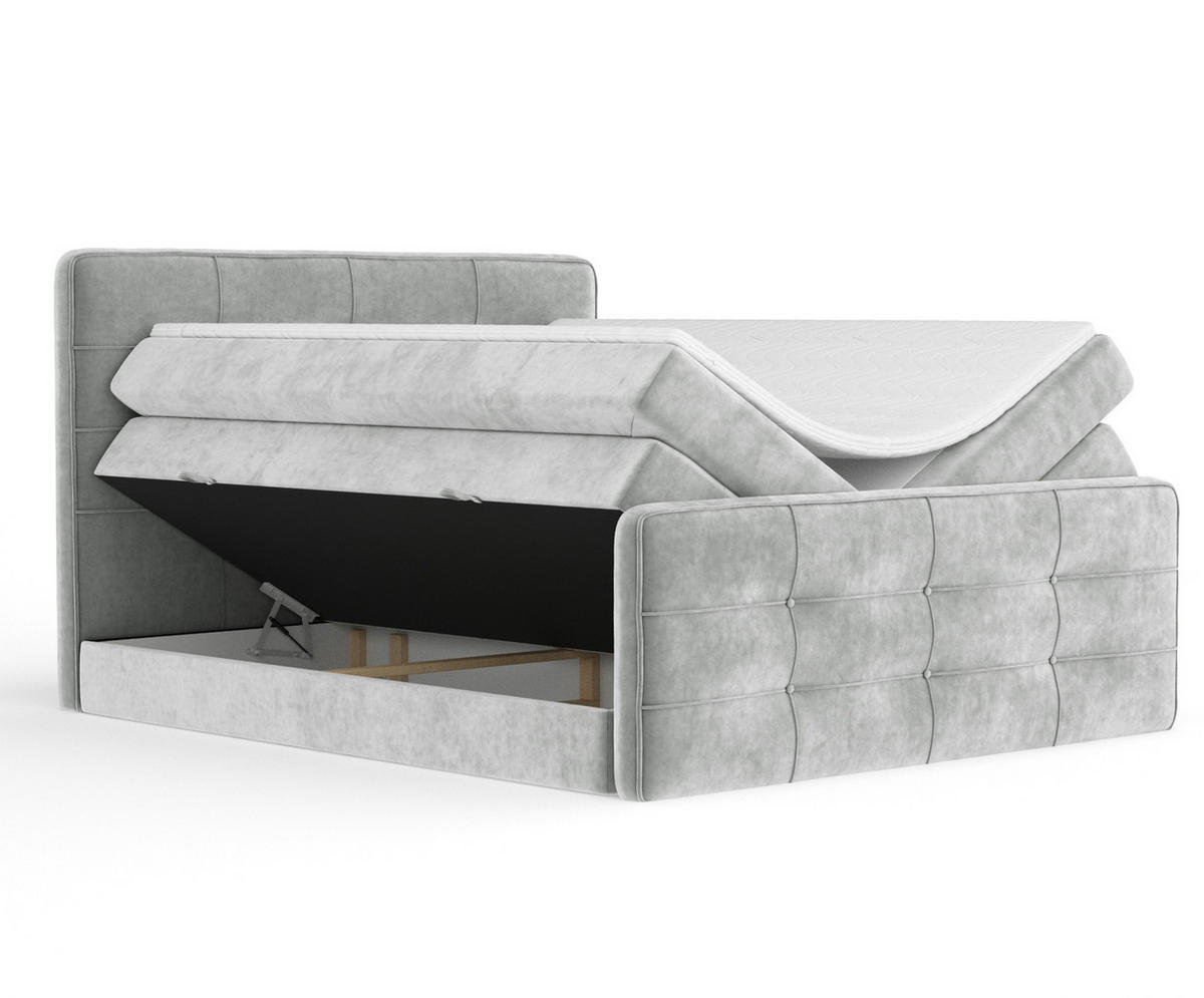 BOXSPRINGBETT Semplice Hellgrau 140/200 cm - Hellgrau/Schwarz, Holz/Holzwerkstoff (140/200cm) - Maison de Reve