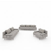 GARTENMÖBEL Set BAHAMA - 6 Personen - Wetterfeste Balkonmöbel & Terrassenmöbel Außen - Moderne Lounge Möbel für Garten - Terrasse - Grau gestreift - Grau, Kunststoff - Trada