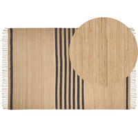 TEPPICH geflochten Beige 200/300 cm Ericek - Beige/Schwarz, Naturmaterialien (200/300cm) - Beliani