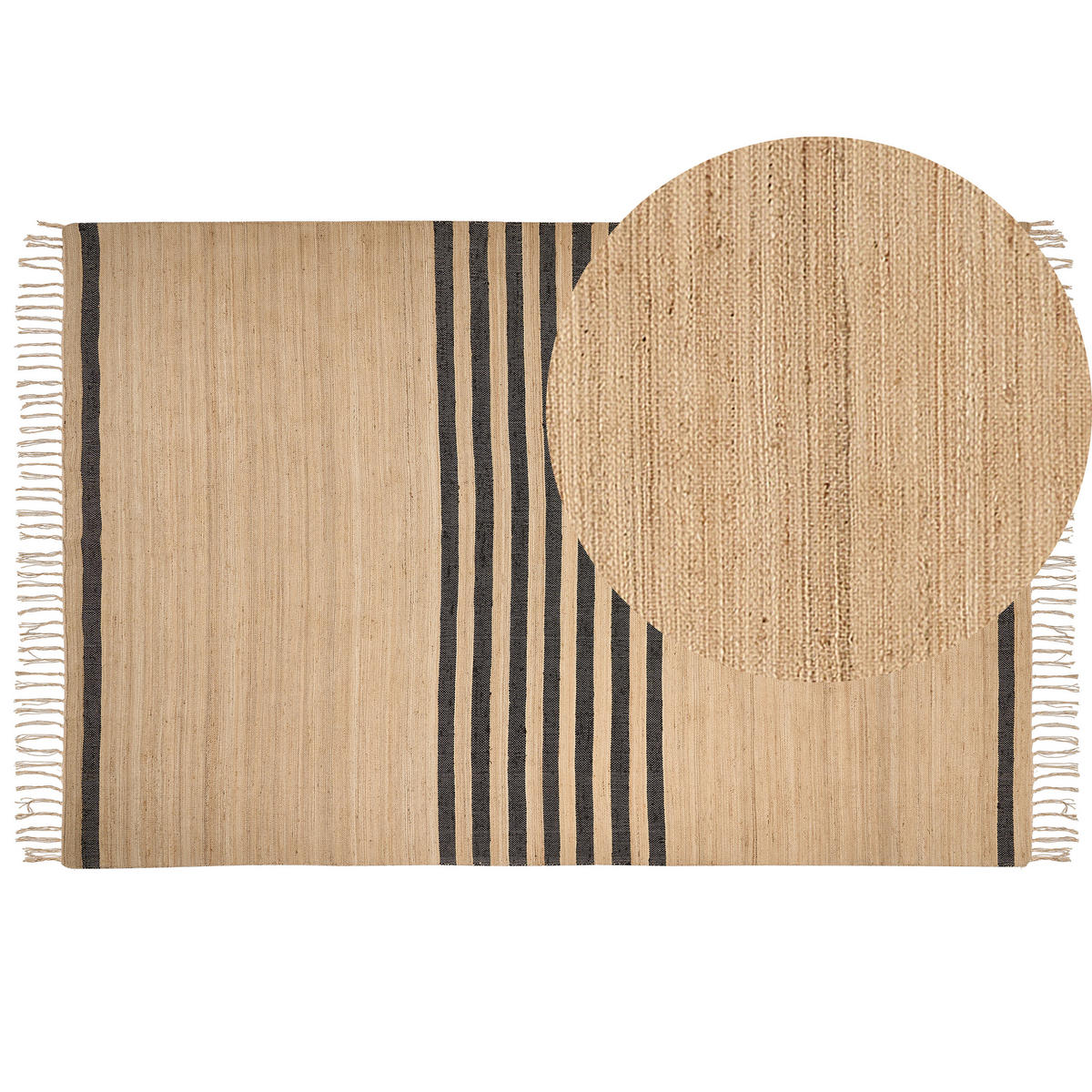 TEPPICH geflochten Beige 200/300 cm Ericek - Beige/Schwarz, Naturmaterialien (200/300cm) - Beliani