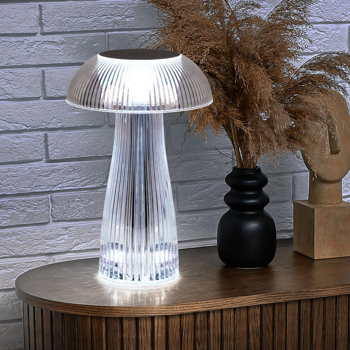 LED TISCHLEUCHTE Metall Silber - Silberfarben, Kunststoff (25/25/25cm) - Globo Lighting