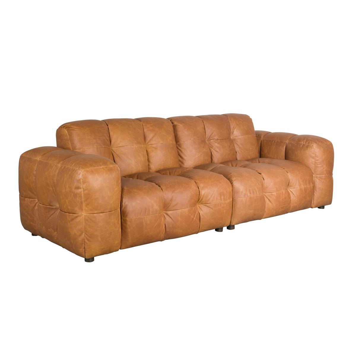 SOFA 3-SITZER Hackman Leder Cognac/ Braun - Cognac/Braun, Leder (264/84/102cm) - Dutchbone