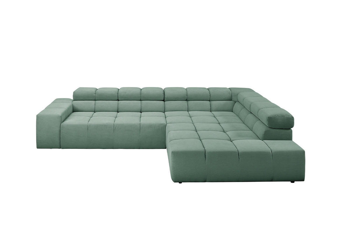 ECKSOFA NEVADA Grün Cord - Schwarz/Grün, Kunststoff/Textil (319/215cm) - KAWOLA