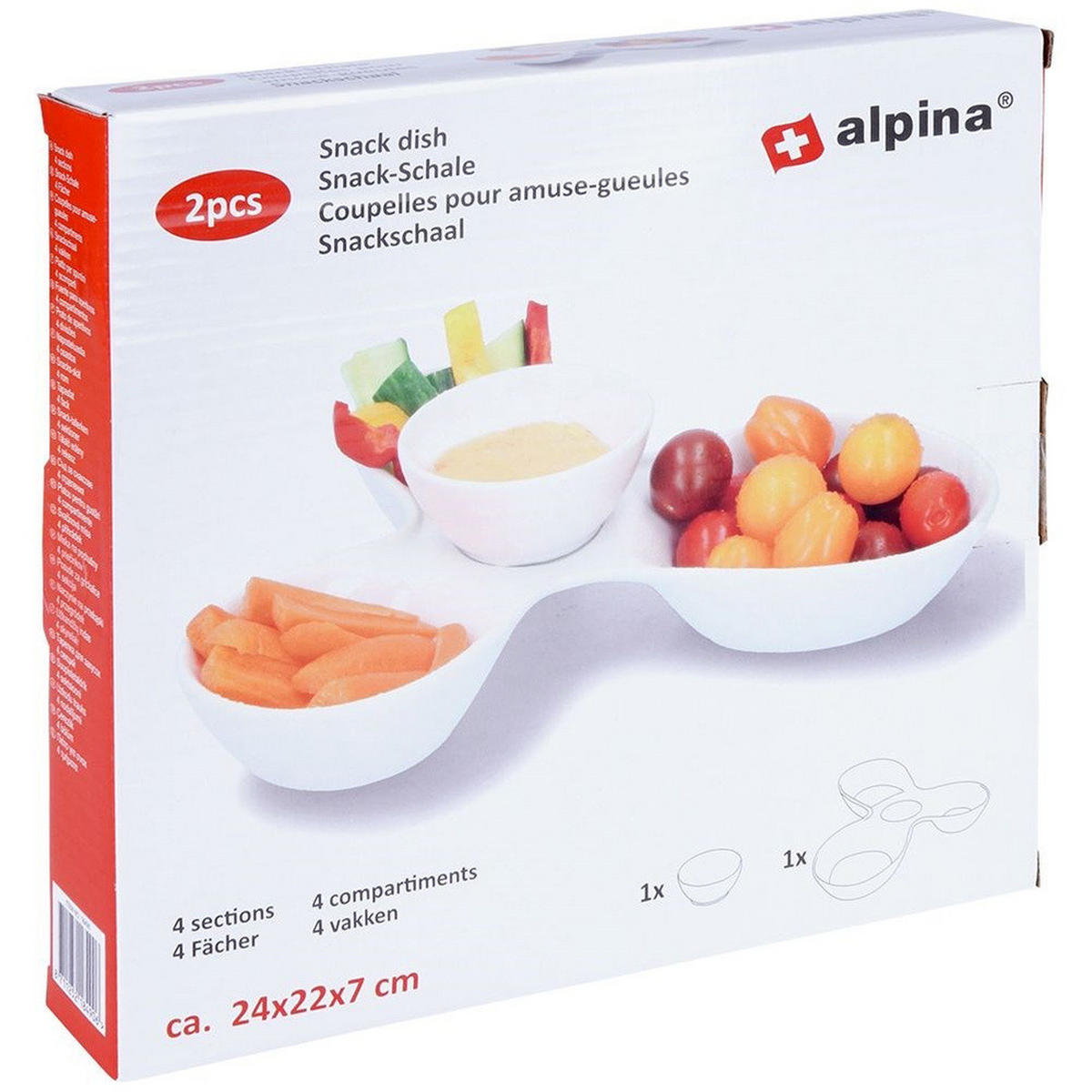 SNACKSCHALEN Keramik 26 x 22 x 6,5 cm Weiß - Weiß, Keramik (22/26/6.5cm) - Alpina