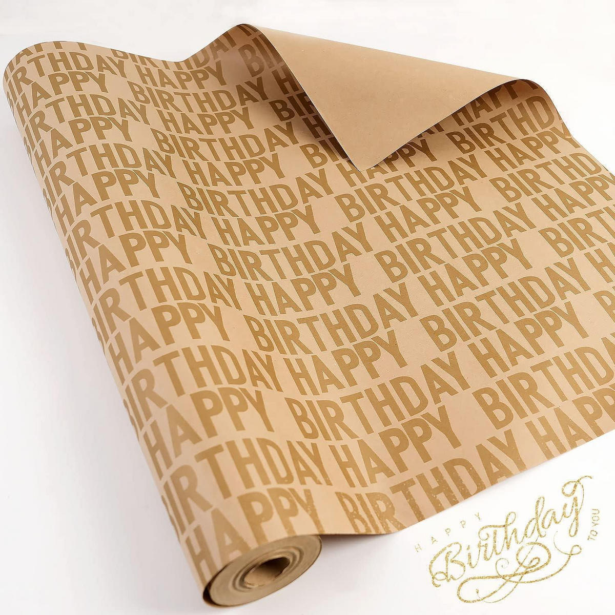 GESCHENKPAPIER Rolle Geburtstag 15 m x 43 cm - Braun, Papier (43/0.1/1500cm)