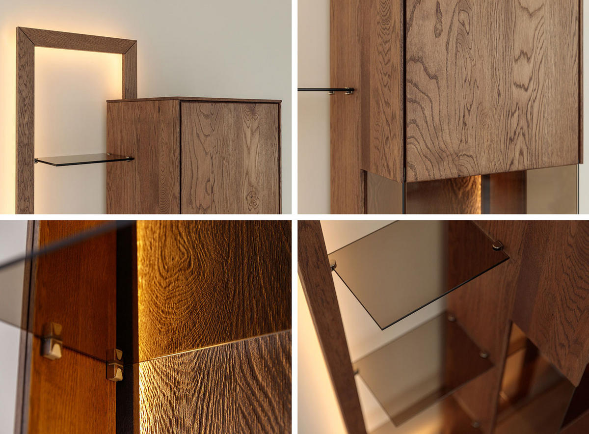 HÄNGEVITRINE Collodi Wildeiche Tabak 73 / 37 / 175cm - Wildeiche/Eichefarben, Holz (73/175/37cm) - Feldmann-Wohnen