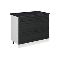 KÜCHENUNTERSCHRANK R-Line, Anthrazit Landhaus/Weiß, 100 cm Arbeitsplatte Anthrazit - Anthrazit/Weiß, Holzwerkstoff (100/81.6/60cm) - Vicco