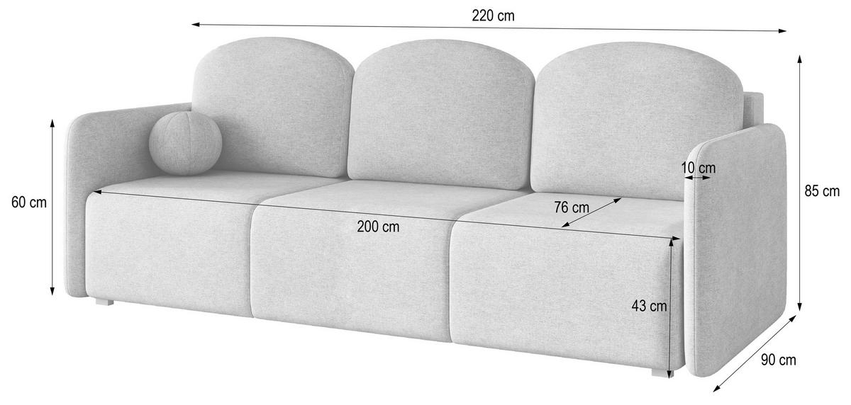 BETTSOFA SUVI III NV Beige Geflochtener Stoff mit Schlaffunktion - Beige, Textil (90/85/220cm) - MASSENO