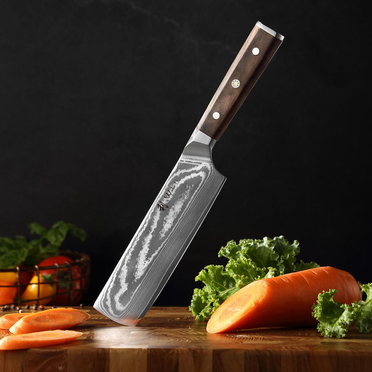 NAKIRIMESSER 18 cm - Nussbaumfarben, Holz/Metall (31cm) - Wakoli