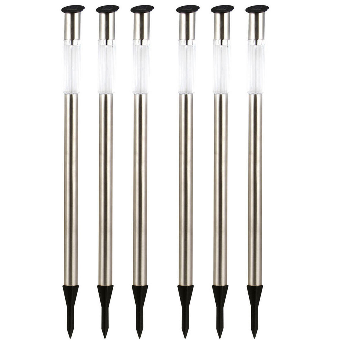 LED AUSSENLEUCHTE Solar Edelstahl Silber 6er Set - Silberfarben, Metall (5/5/70cm) - Globo Lighting