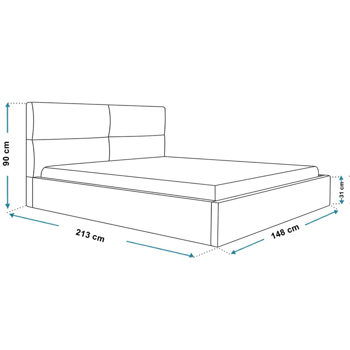 BETT 140x200 - Polsterbett mit Bettkasten und Holzrahmen - Modern Betten - Glatter Kronos-Stoff - Kollektion Lizbona, Grün - AlpiMeble - Grün, Holz/Kunststoff (140/200cm) - Alpi-Möbel