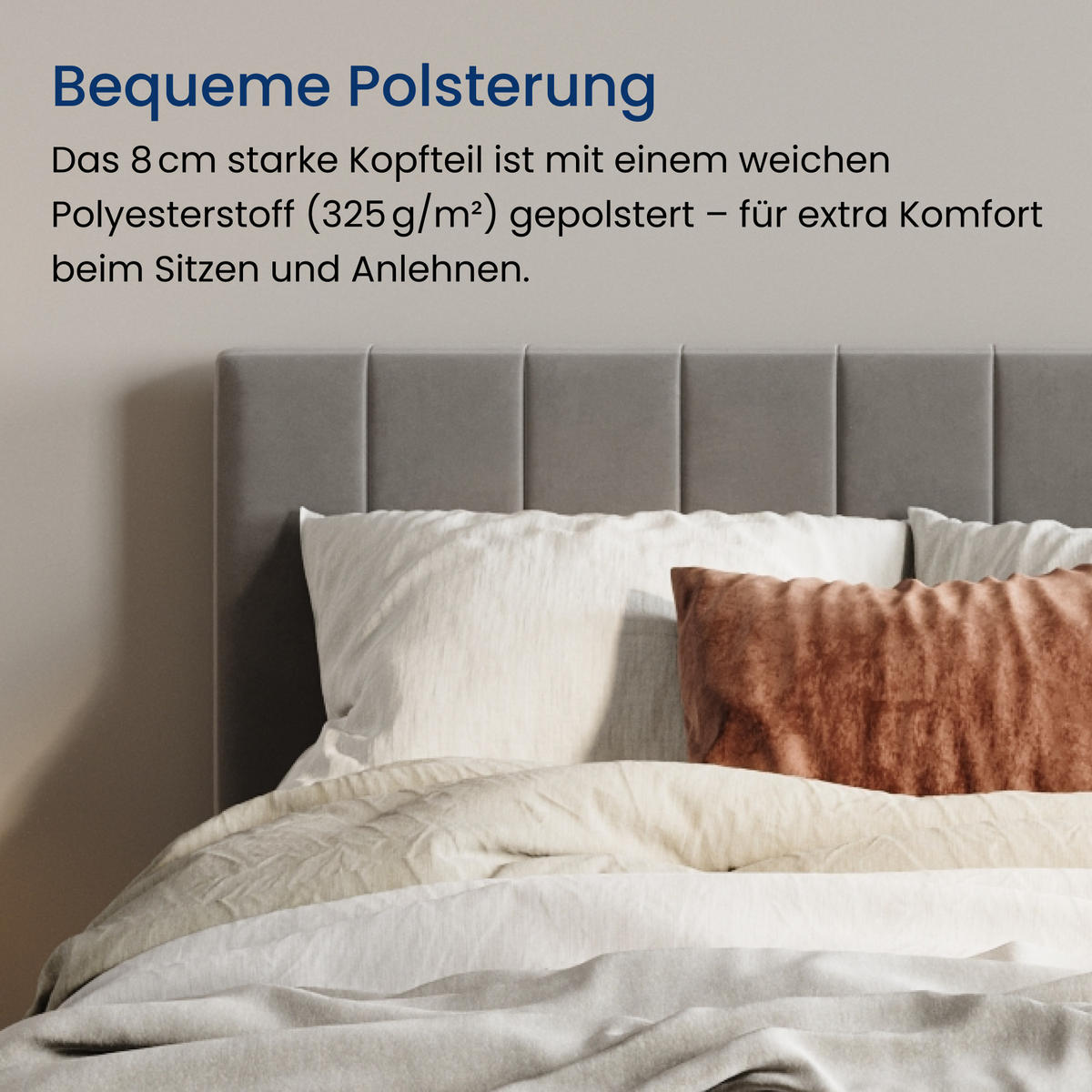POLSTERBETT 140x200 cm in Hellgrau - Hellgrau, Naturmaterialien (140/200cm) - Home Collective