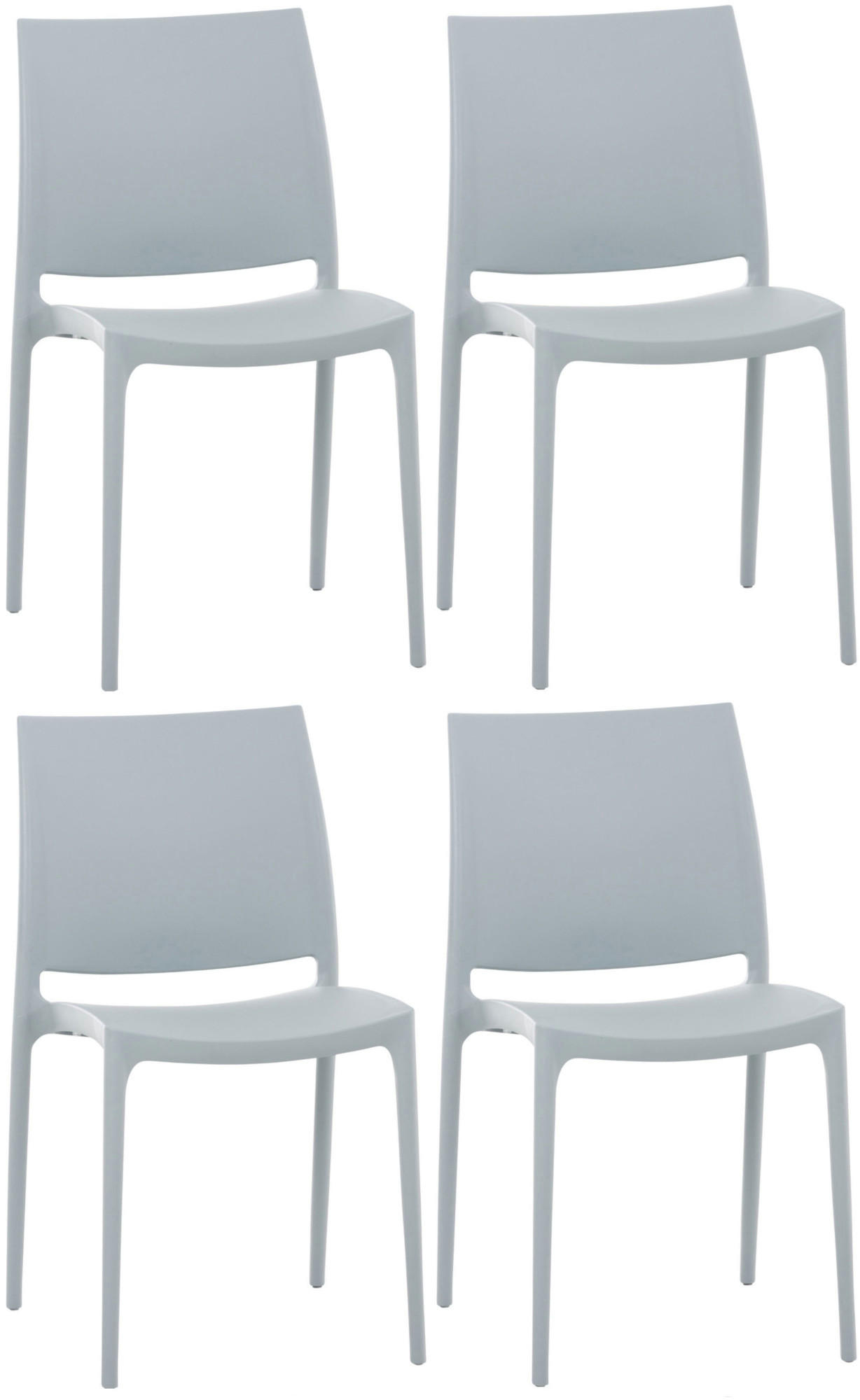 GARTENSTUHL 4er Set Kunststoff hellgrau - Hellgrau, Kunststoff (44/81/50cm) - CLP