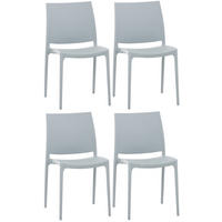 GARTENSTUHL 4er Set Kunststoff hellgrau - Hellgrau, Kunststoff (44/81/50cm) - CLP